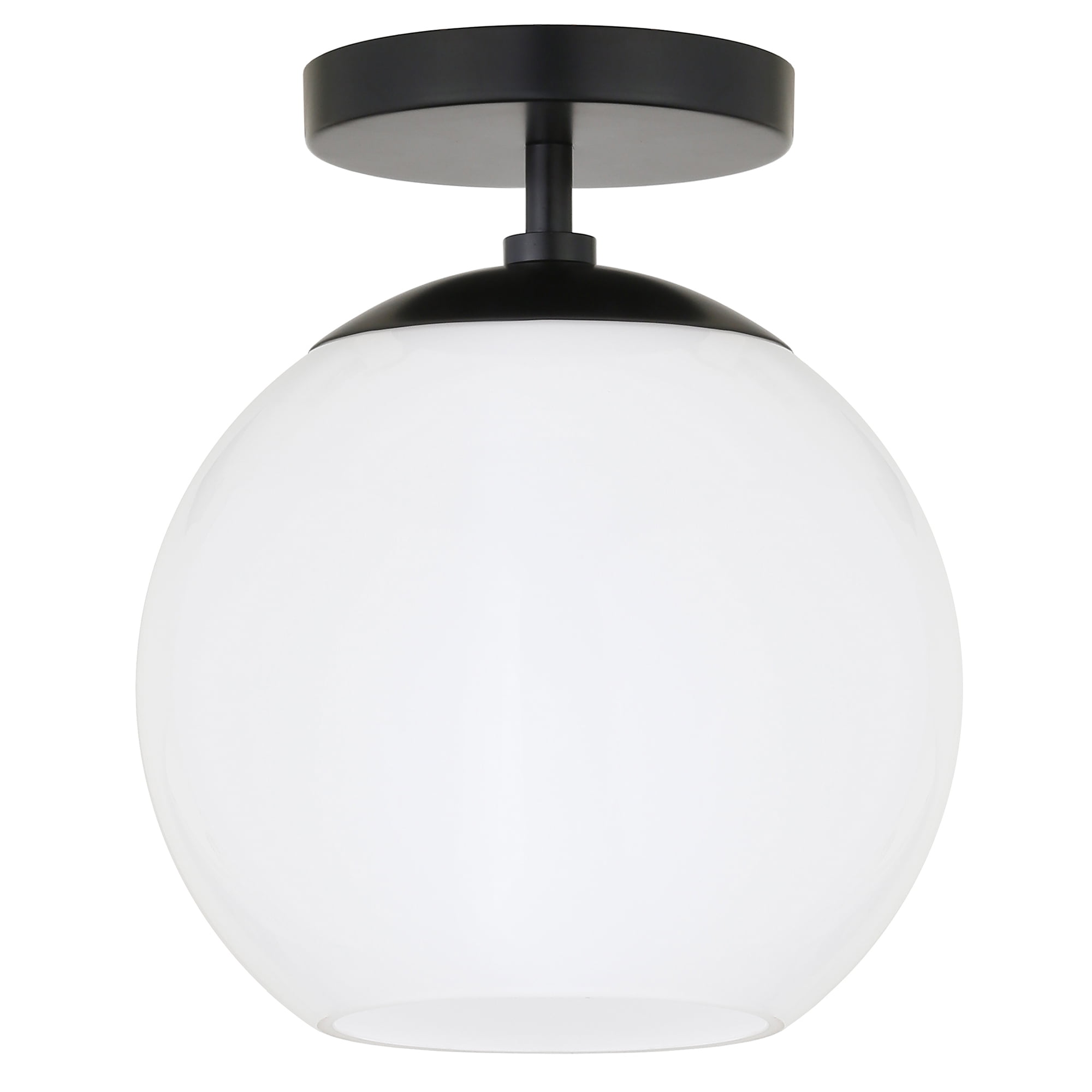 Bartlett Matte Black and White Glass Semi Flush Mount