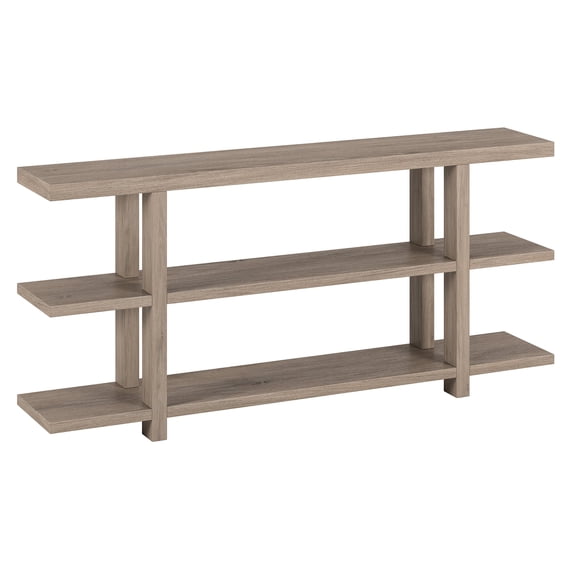 Evelyn&Zoe Acosta 64" Wide Rectangular Console Table, Antiqued Gray Oak