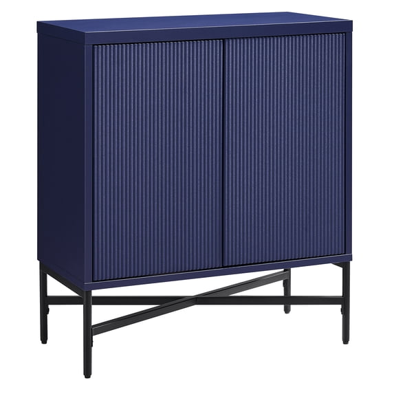 Evelyn&Zoe Adjustable Shelves Rectangular Modern Accent Cabinet, MDF/PVC Dark Blue, 28”