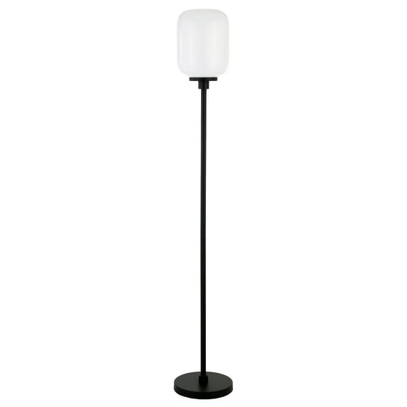 Evelyn&Zoe Agnolo 69" Tall Floor Lamp with Glass shade in Blackened Bronze/White Milk