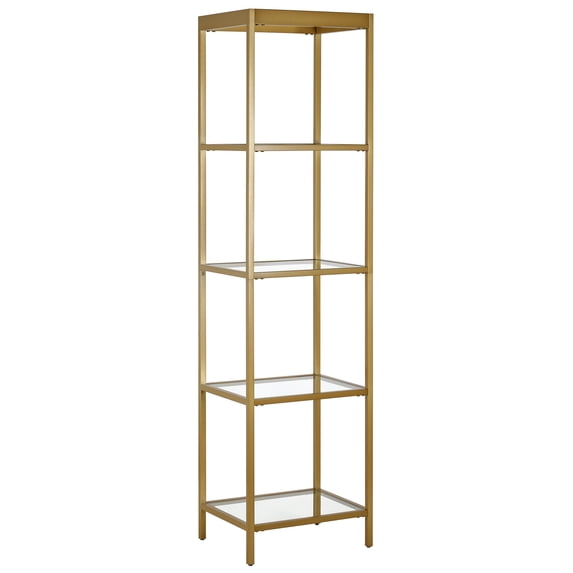 Evelyn&Zoe Alexis 18" Wide Rectangular Bookcase, Brass