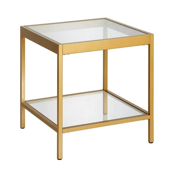 Evelyn&Zoe Alexis 20" Wide Square Side Table, Brass