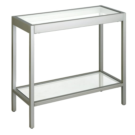 Evelyn&Zoe Alexis 24" Wide Rectangular Side Table, Satin Nickel