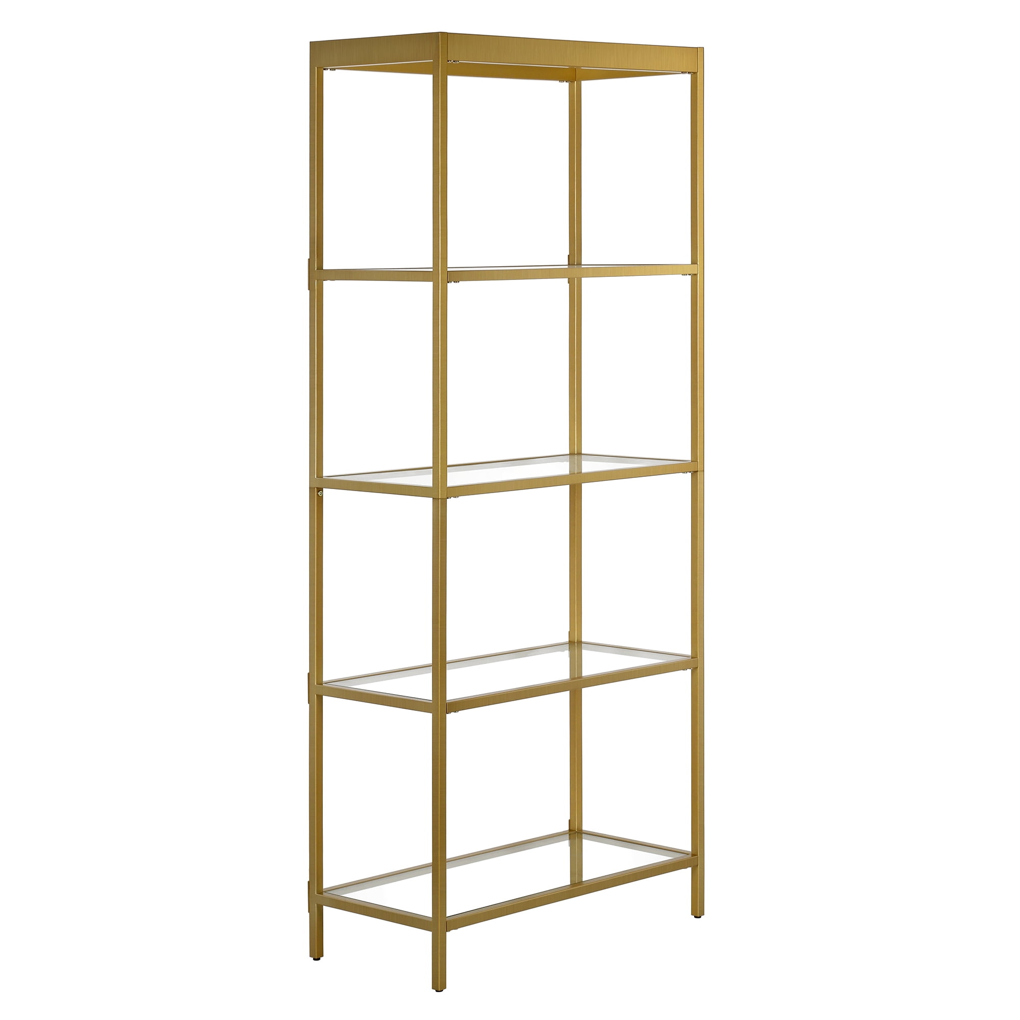 Aurelia 70'' Brass and Tempered Glass Minimalist Bookcase