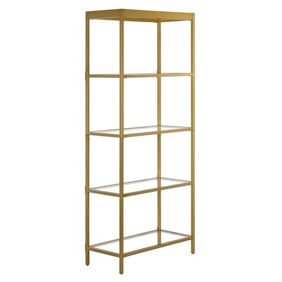Evelyn&Zoe Alexis 30" Wide Rectangular Bookcase, Brass