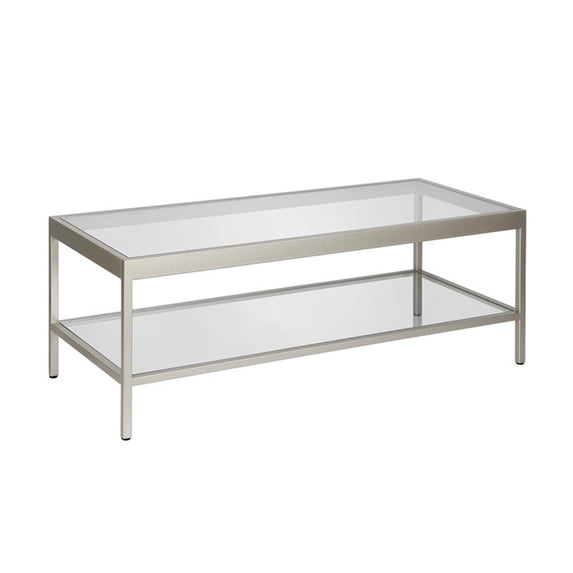 Evelyn&Zoe Alexis 45" Wide Rectangular Coffee Table, Nickel