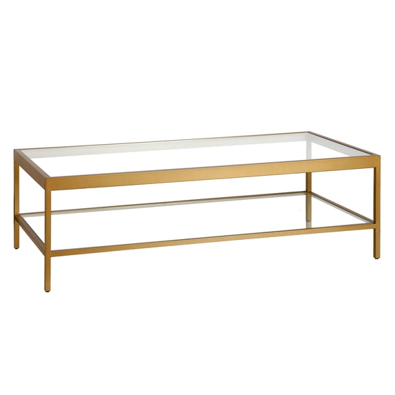Evelyn&Zoe Alexis 54" Wide Rectangular Coffee Table, Brass