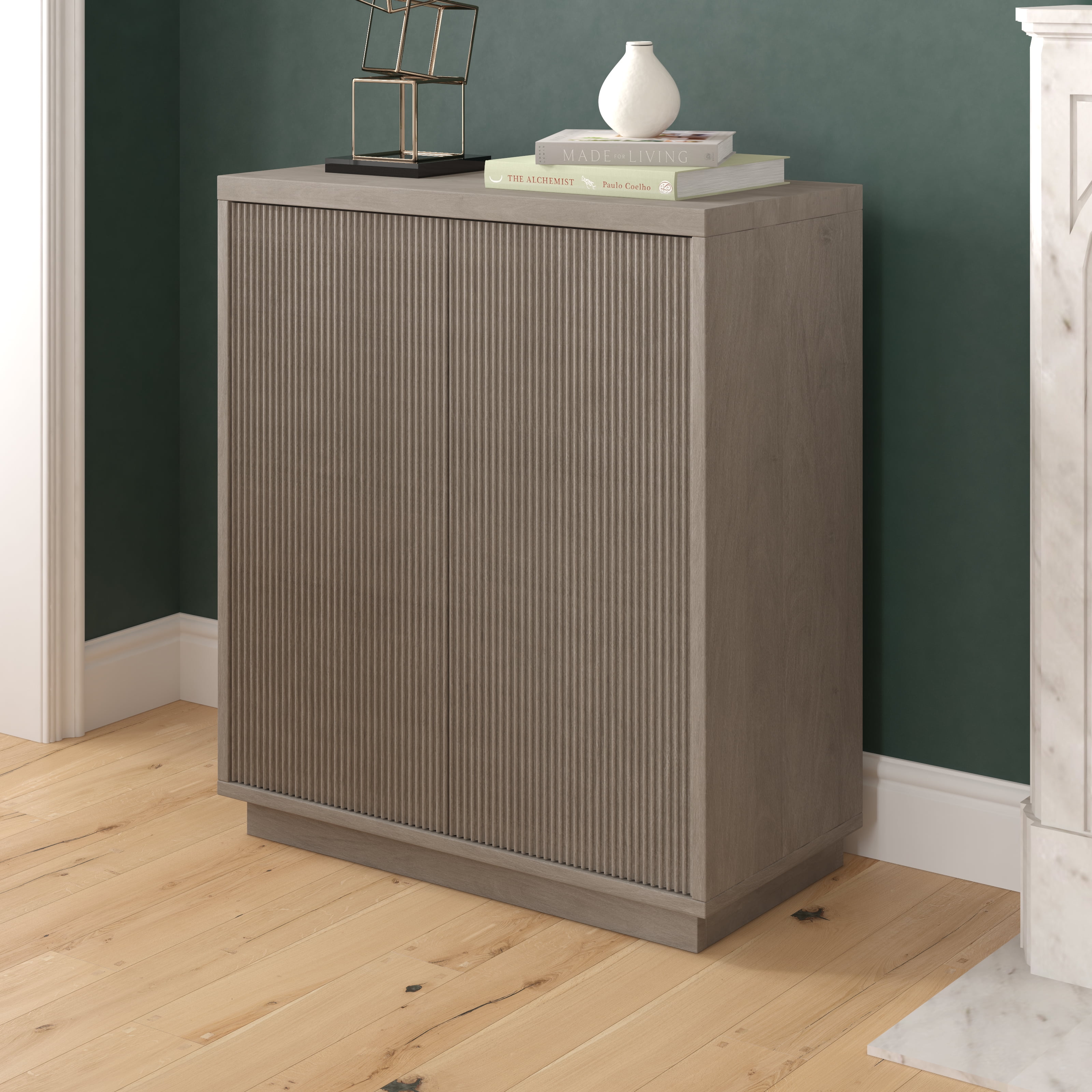 Alston 27.75 in. Antiqued Gray Oak Rectangular Accent Cabinet