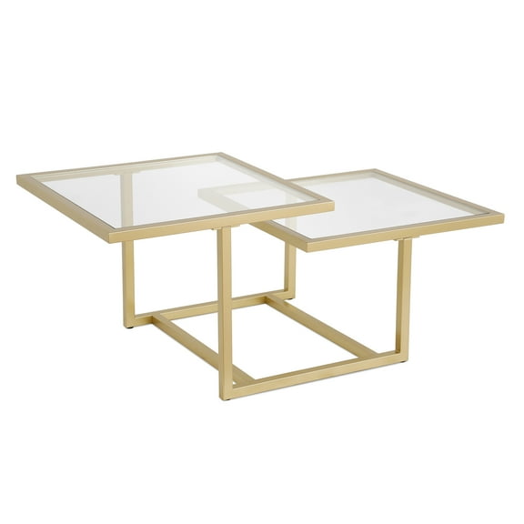 Evelyn&Zoe Amalie 43" Wide Square Coffee Table, Brass