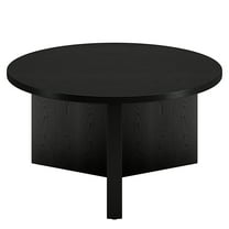 Evelyn&Zoe Anders 32" Wide Round Coffee Table, Black Grain