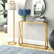 Evelyn&Zoe Arlo 36" Wide Rectangular Console Table, Brass
