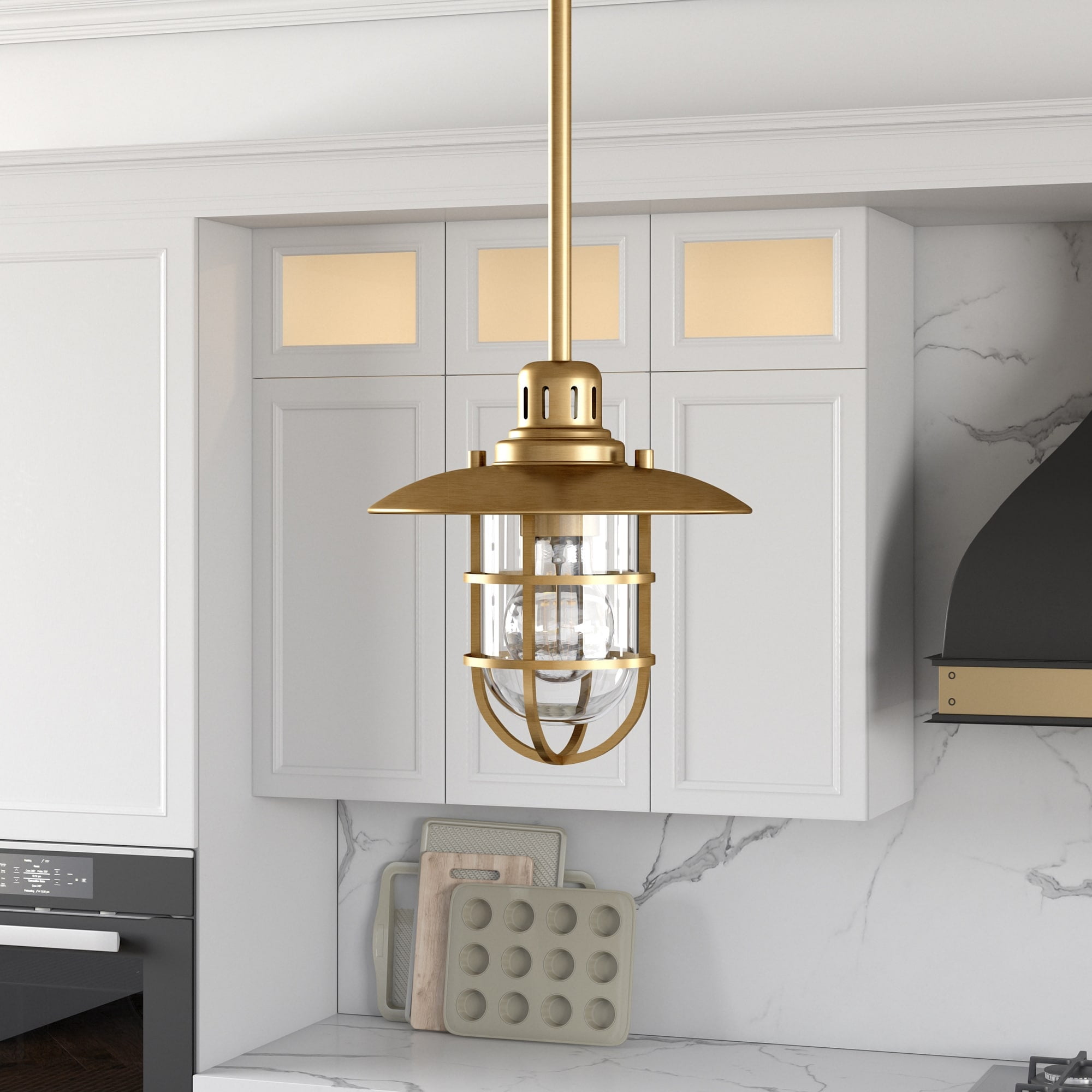 Nautical Globe Lantern Pendant in Brushed Brass