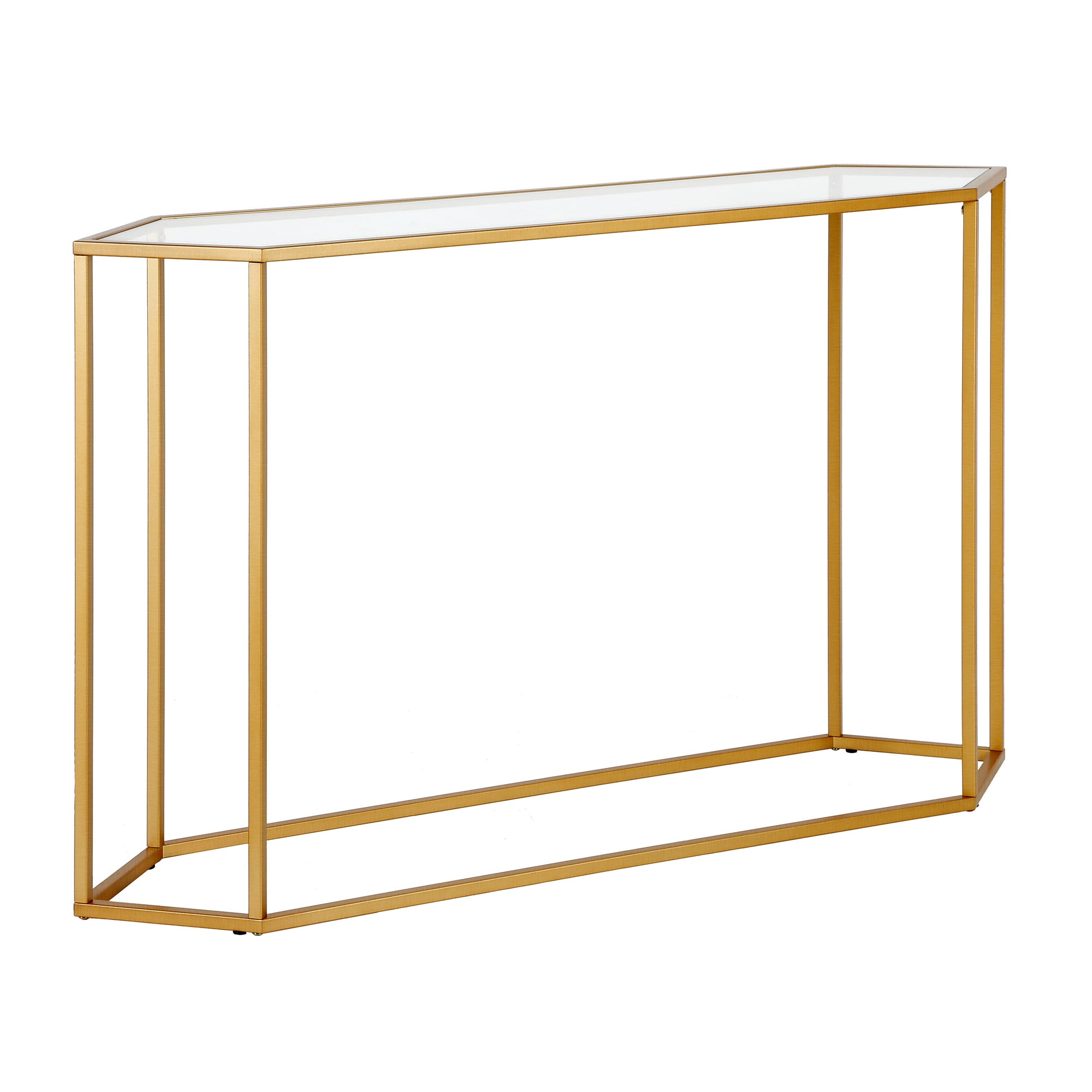 Gold Hexagonal Glass and Metal Hallway Table