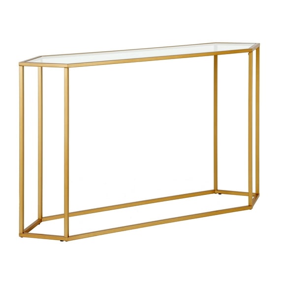 Evelyn&Zoe Beck 48" Wide Hexagonal Console Table, Brass
