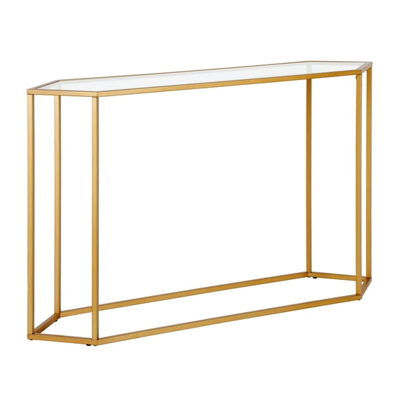Evelyn&Zoe Beck 48" Wide Hexagonal Console Table, Brass