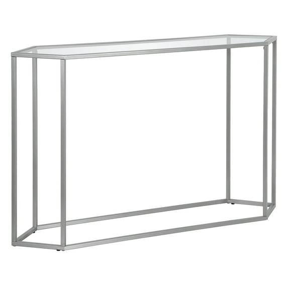 Evelyn&Zoe Beck 48" Wide Hexagonal Console Table, Silver