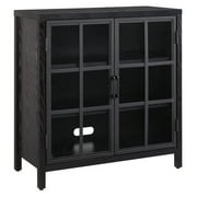 Evelyn&Zoe Bennett 32" Wide Rectangular Accent Cabinet, Black Grain