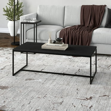 Evelyn&Zoe Boone 47" Wide Rectangular Coffee Table, Black Grain