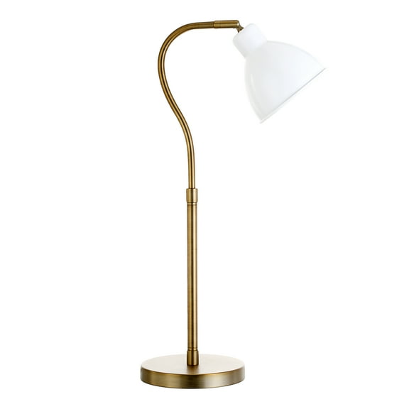 Evelyn&Zoe Vincent 25.13" Tall Table Lamp with Metal Shade, Brass/White/Brass