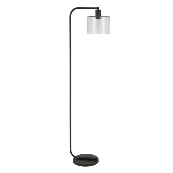 Evelyn&Zoe Cadmus 57" Tall Floor Lamp with Glass Shade, Blackened Bronze/Seeded