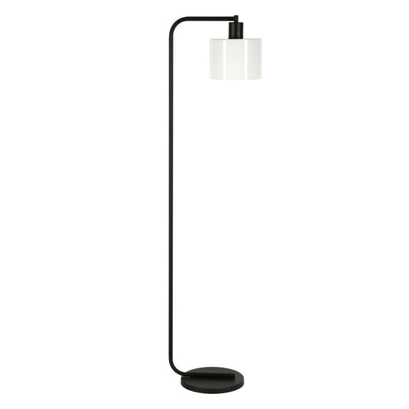Evelyn&Zoe Cadmus 57" Tall Floor Lamp with Glass Shade, Blackened Bronze/White