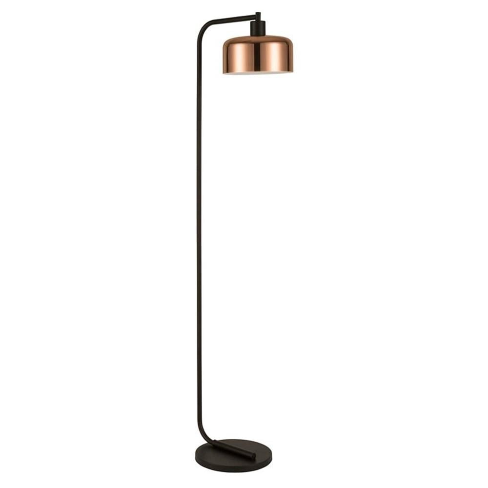 Sleek Industrial Elegance Bronze Floor Lamp with Polished Copper Shade