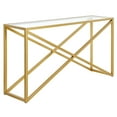 thumbnail image 1 of Evelyn&Zoe Calix 55" Wide Rectangular Console Table, Brass, 1 of 9