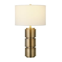 Evelyn&Zoe Campbell 27" Tall Table Lamp with Fabric Shade, Brass/White