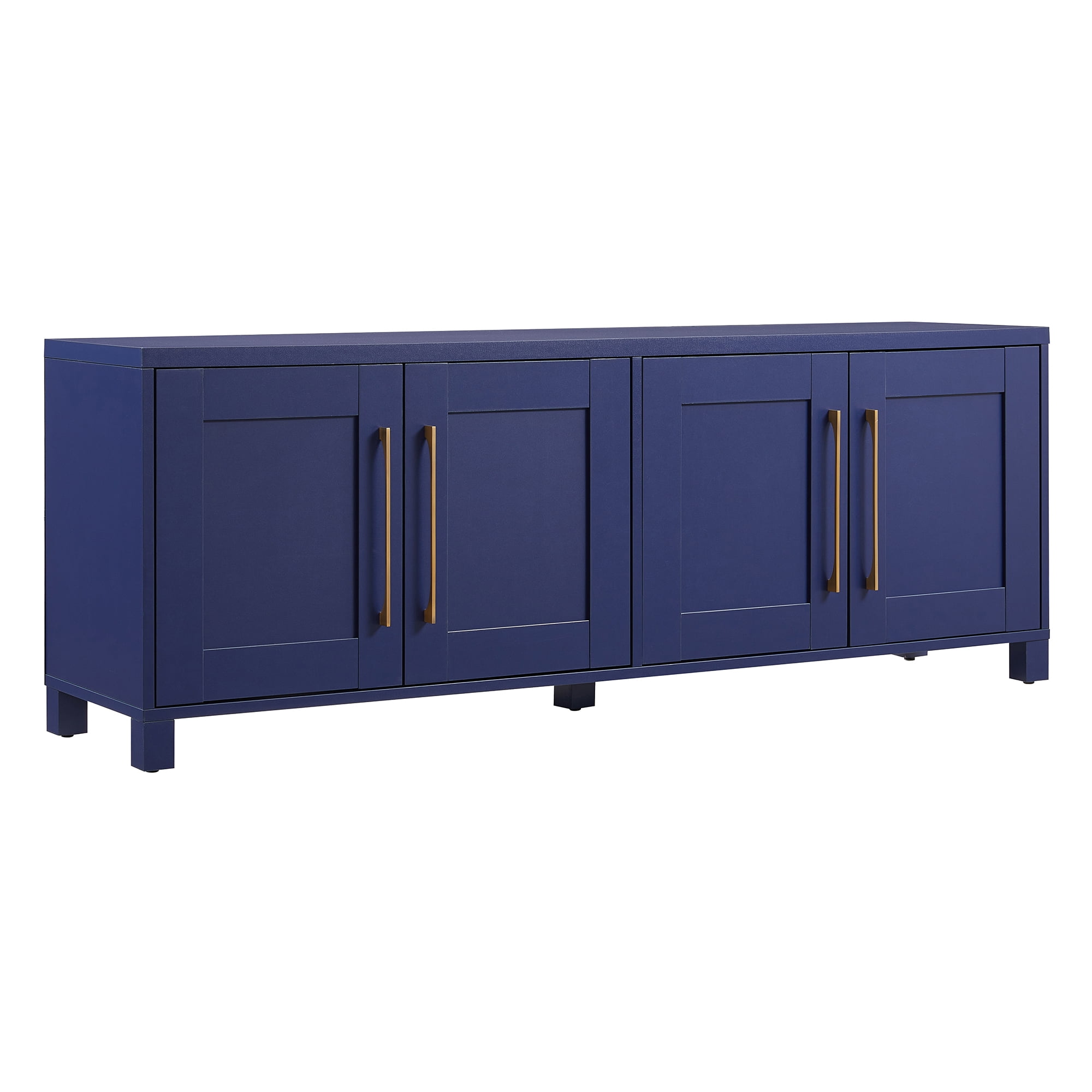 Dark Blue Rectangular TV Stand with Cabinets for TVs up to 75"