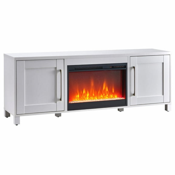 Evelyn&Zoe Chabot Rectangular TV Stand with 26" Crystal Fireplace for TV's up to 75", White