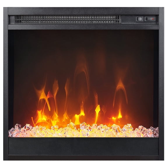 Evelyn&Zoe Chabot Rectangular TV Stand with Crystal Fireplace for TV's up to 65" in Gray Oak