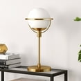 thumbnail image 1 of Evelyn&Zoe Cieonna 21" Tall Globe & Stem Table Lamp with Glass Shade in Brass/Clear, 1 of 5