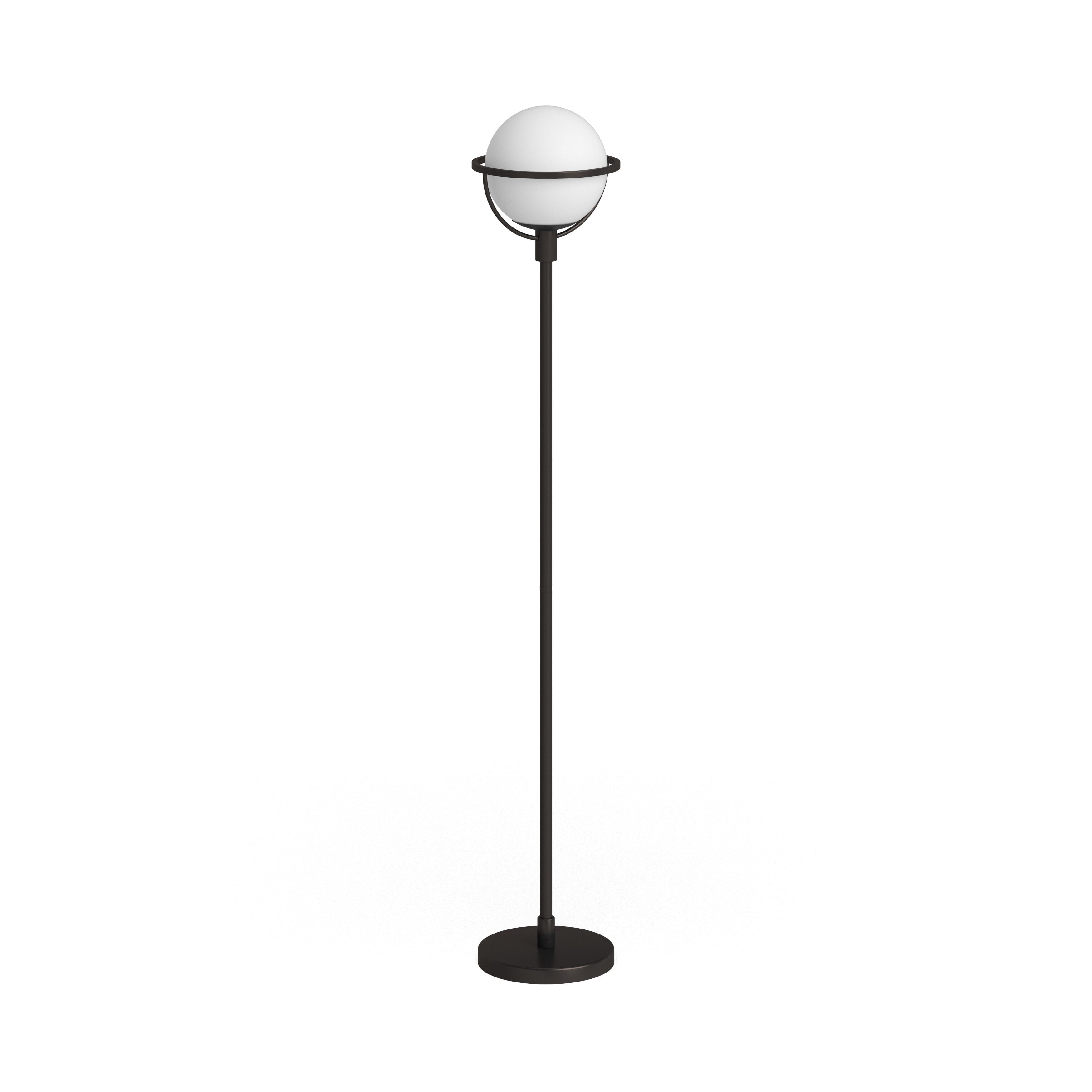 Alexa & Siri-Enabled White Glass Globe Floor Lamp with Bronze Base