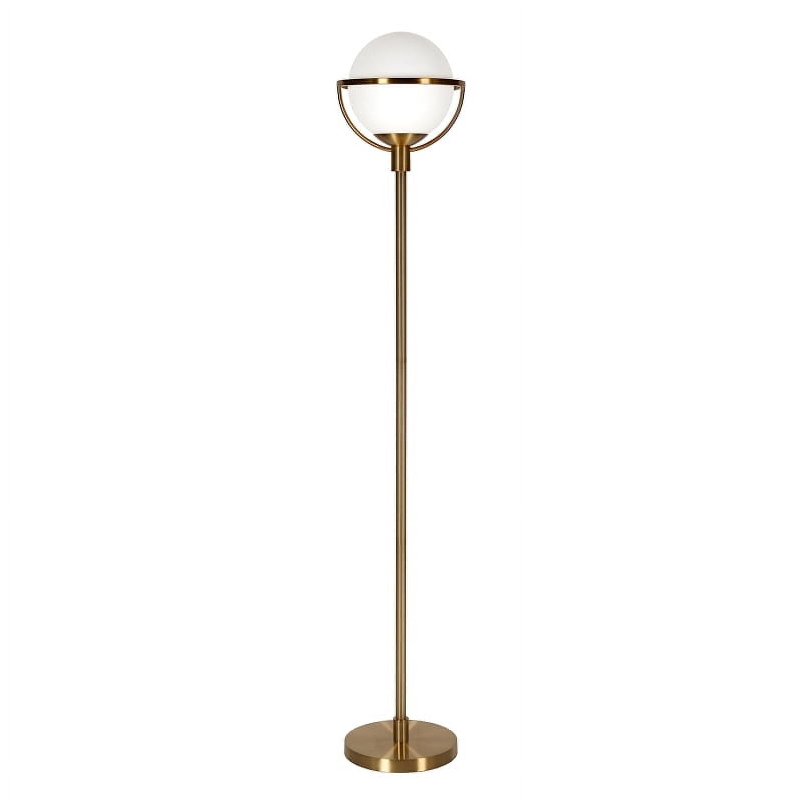 Evelyn&Zoe Cieonna Globe & Stem Floor Lamp with Glass Shade in Brass/White
