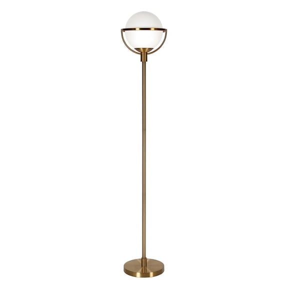 Evelyn&Zoe Cieonna Globe & Stem Floor Lamp with Glass Shade in Brass/White