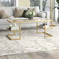 Evelyn&Zoe Circe 47" Wide Rectangular Coffee Table, Brass