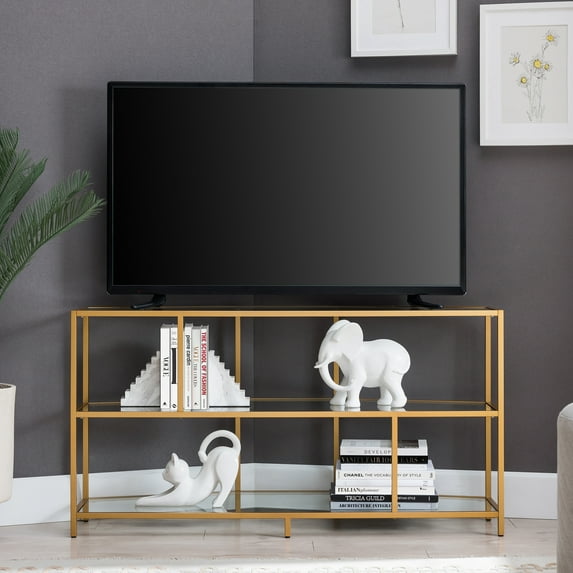 Evelyn&Zoe Clark Corner TV Stand for TV's up to 55", Brass