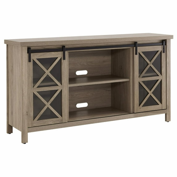 Evelyn&Zoe Clementine Rectangular TV Stand for TV's up to 65", Antiqued Gray Oak