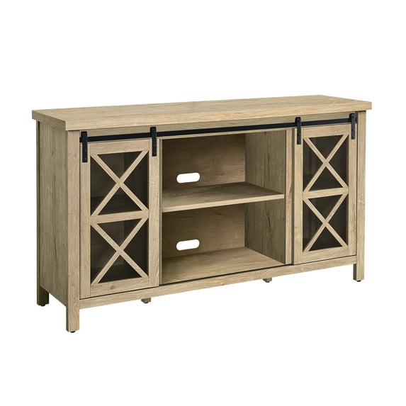 Evelyn&Zoe Clementine Rectangular TV Stand for TV's up to 65" in White Oak