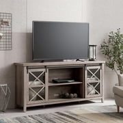 Evelyn&Zoe Clementine Rectangular TV Stand for TV's up to 75", Antiqued Gray Oak