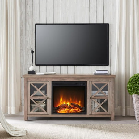 Camden&Wells - Colton Log Fireplace TV Stand for TVs Up to 55" - Gray Oak