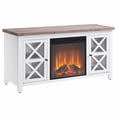 thumbnail image 1 of Evelyn&Zoe Colton Rectangular TV Stand with Log Fireplace for TV's up to 55", White/Gray Oak, 1 of 9