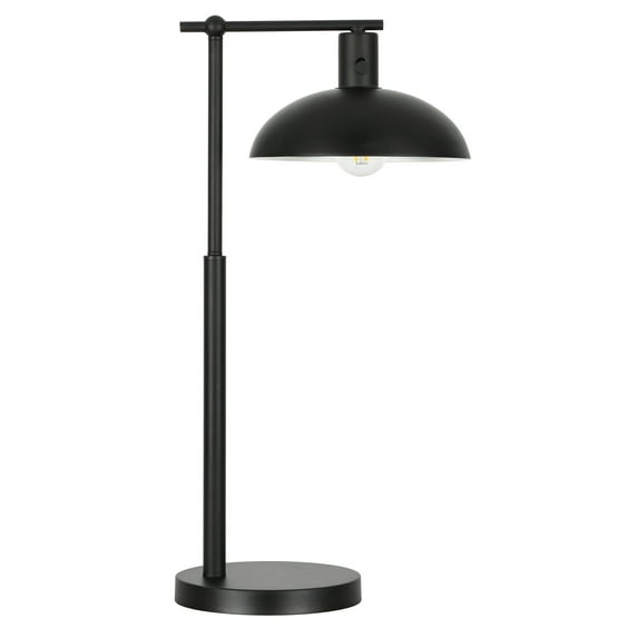 Evelyn&Zoe Conan 25" Transitional Metal Table Lamp with Black Bowl Metal Shade