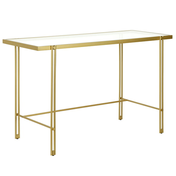 Evelyn&Zoe Contemporary 48 in. Brass Glass Writing Desk