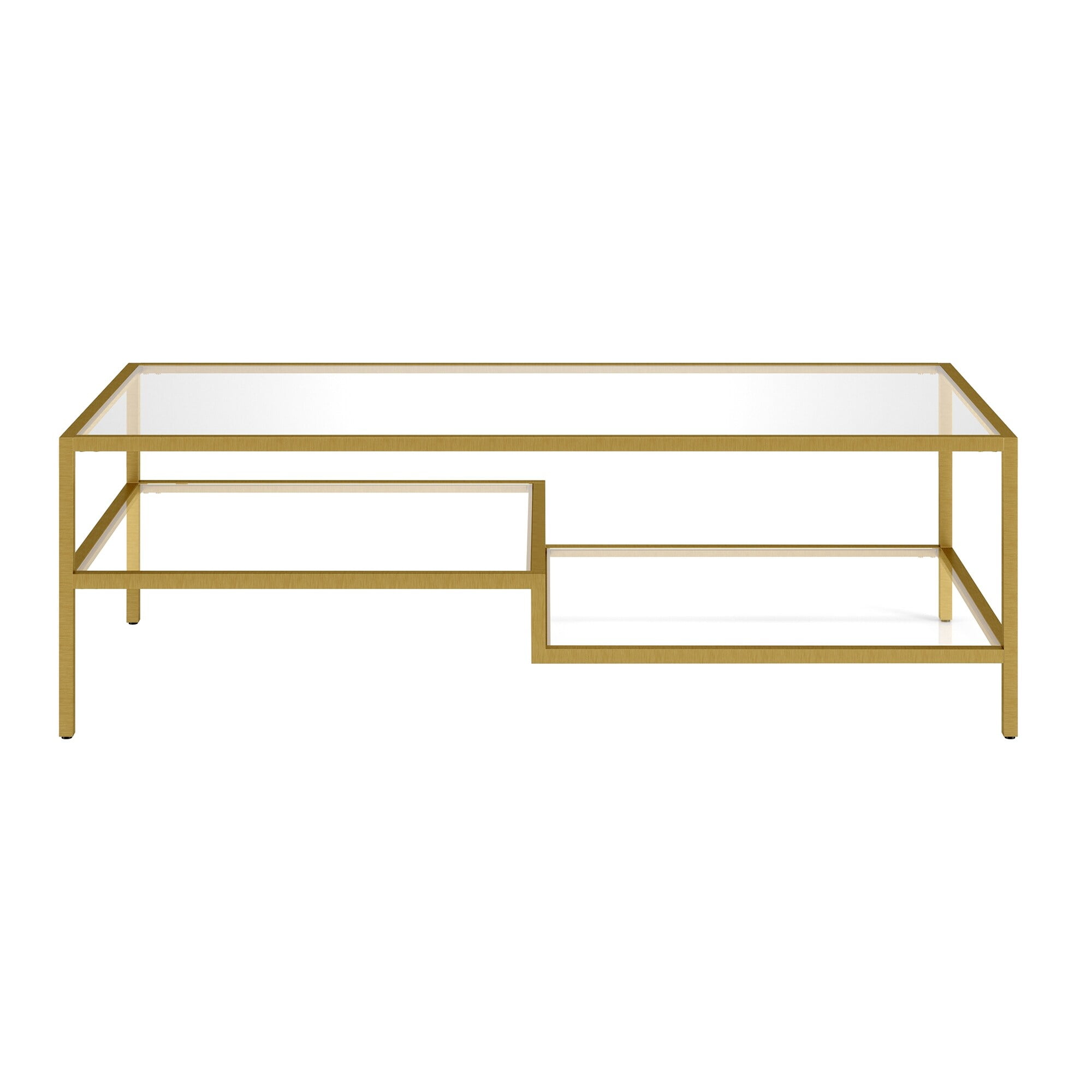 Evelyn&Zoe Contemporary Glass Top 2Tier Coffee Table, Gold