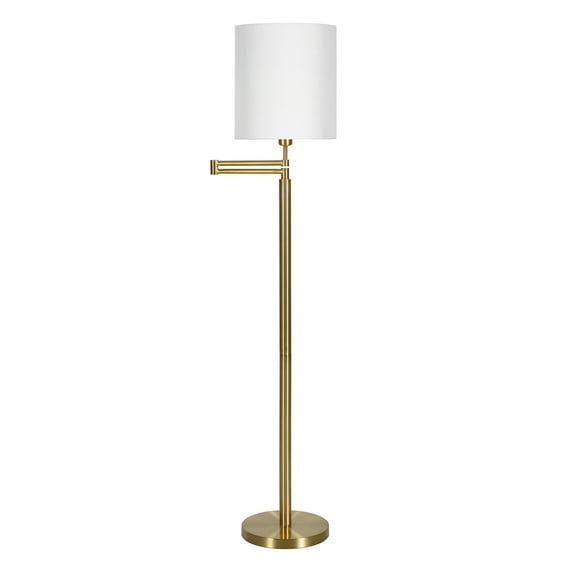 Evelyn&Zoe Contemporary Metal Swing Arm Floor Lamp with Drum Shade