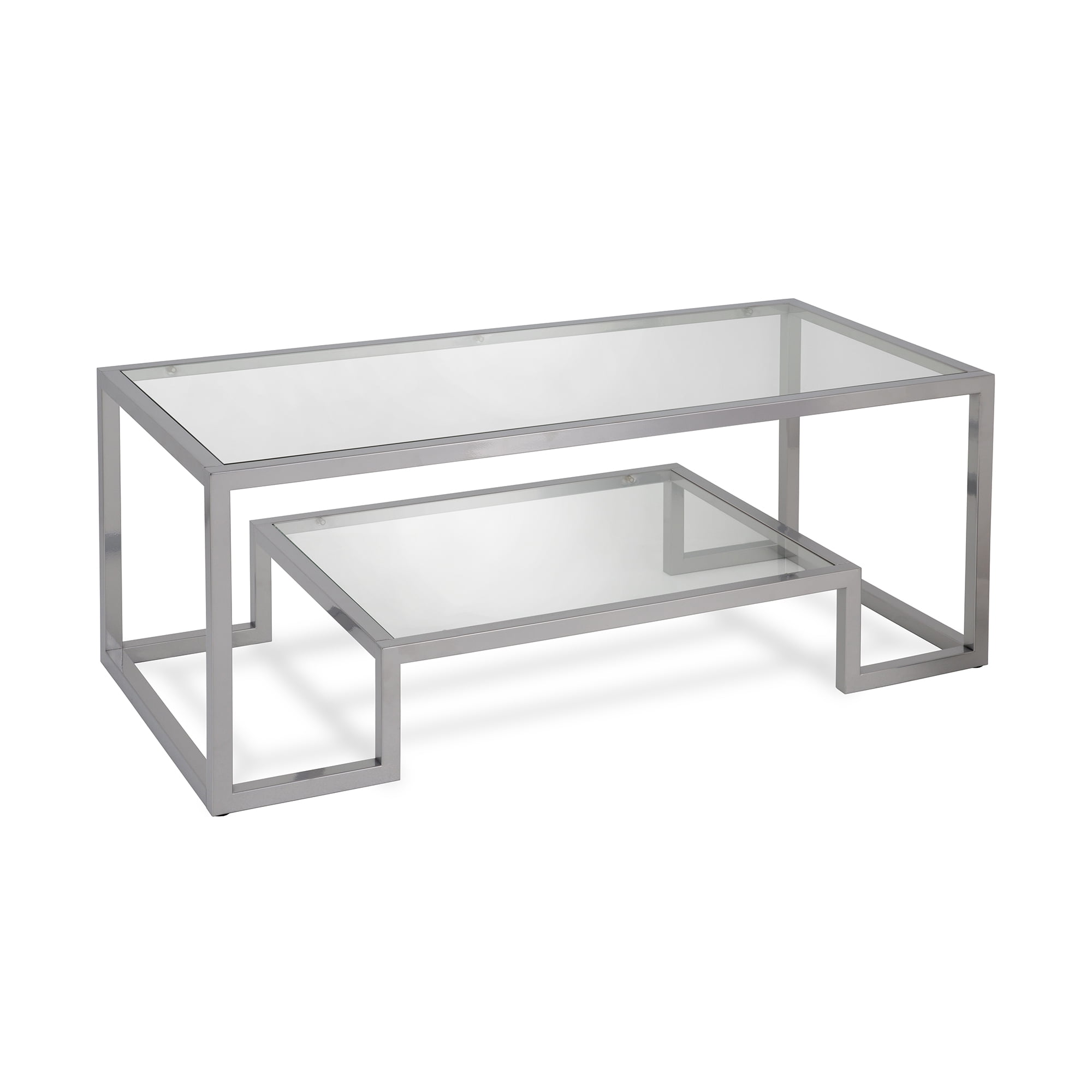 Evelyn&Zoe Contemporary Rectangular Coffee Table with Glass Top and