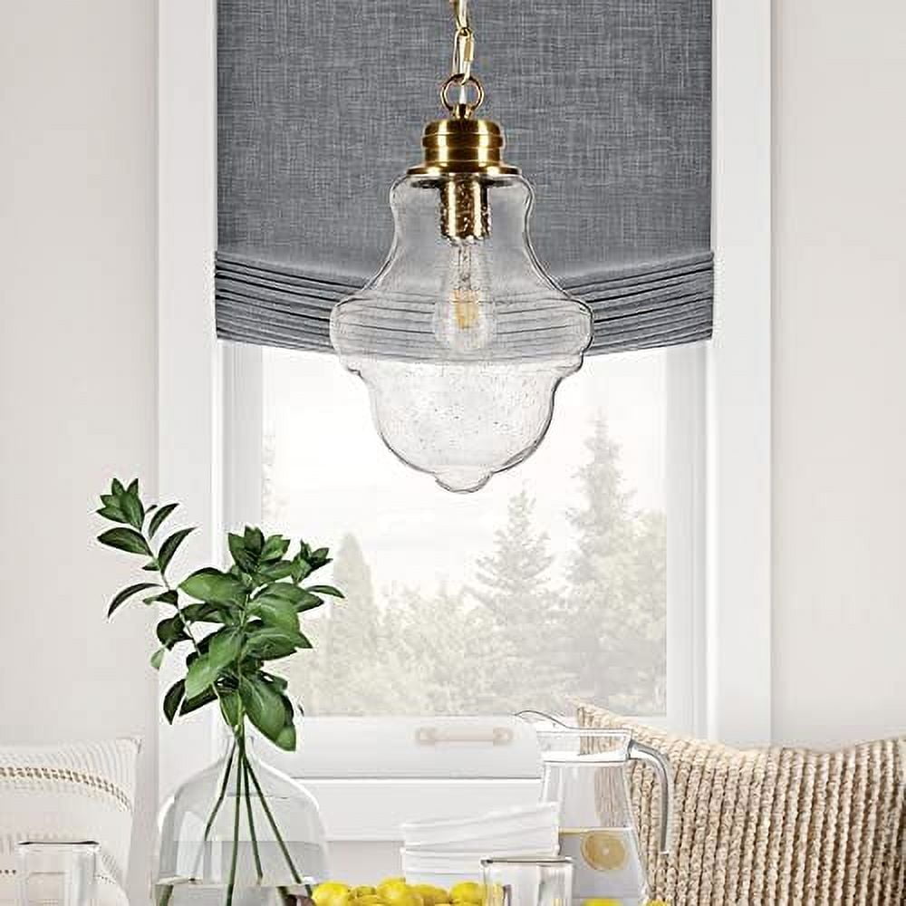 Annie Brass and Seeded Glass 9.25" Schoolhouse Pendant Light