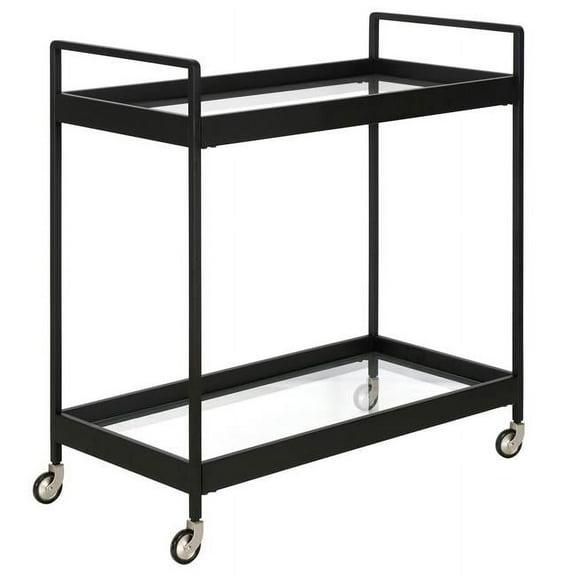 Evelyn&Zoe Cooper 33" Wide Rectangular Bar Cart in Blackened Bronze