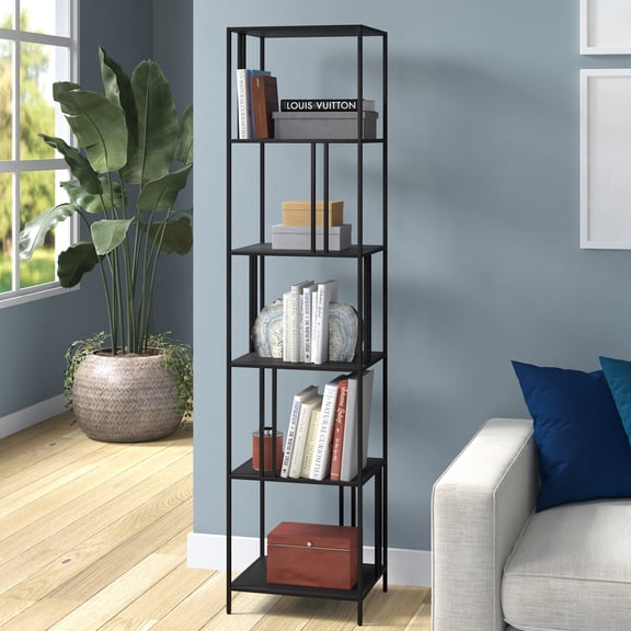 Evelyn&Zoe Cortland 18" Wide Rectangular Bookcase, Blackened Bronze